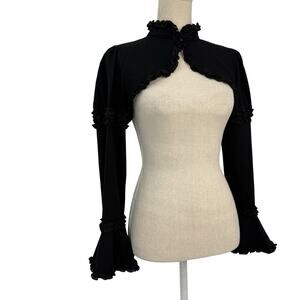 Bodyline Ruffle Bolero Crop Cardigan Black Size Large Black Long Sleeve Cosplay